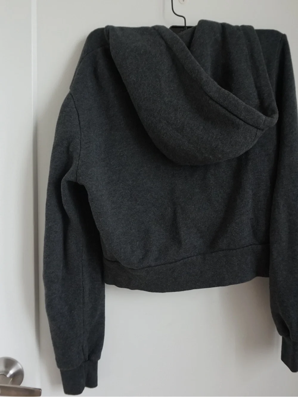 Brandy Melville Dark Charcoal Sherpa-Lined Zip Hoodie